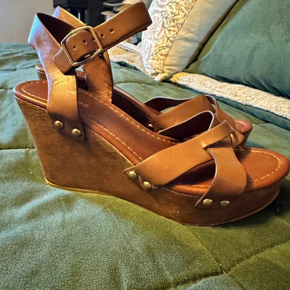 Maurices Tan Wedge Sandals